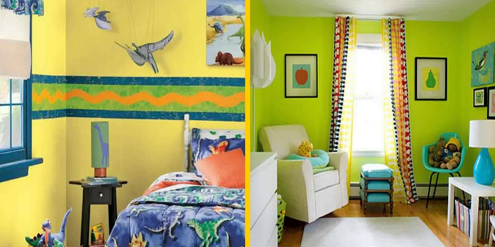 kids room decor & decoration ideas green yellow wall colors